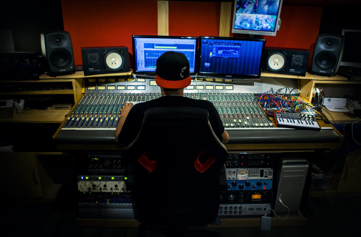 Asha D at the mixing desk